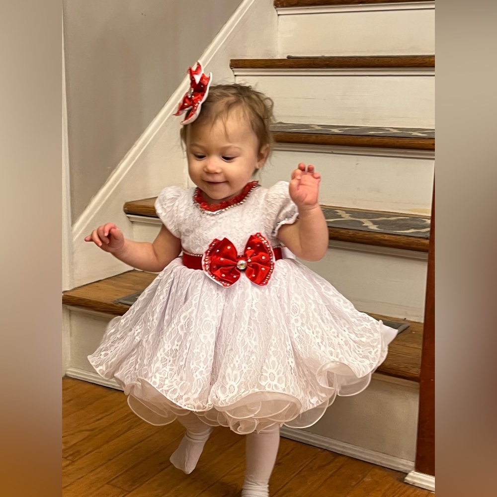 Red and white pageant dress